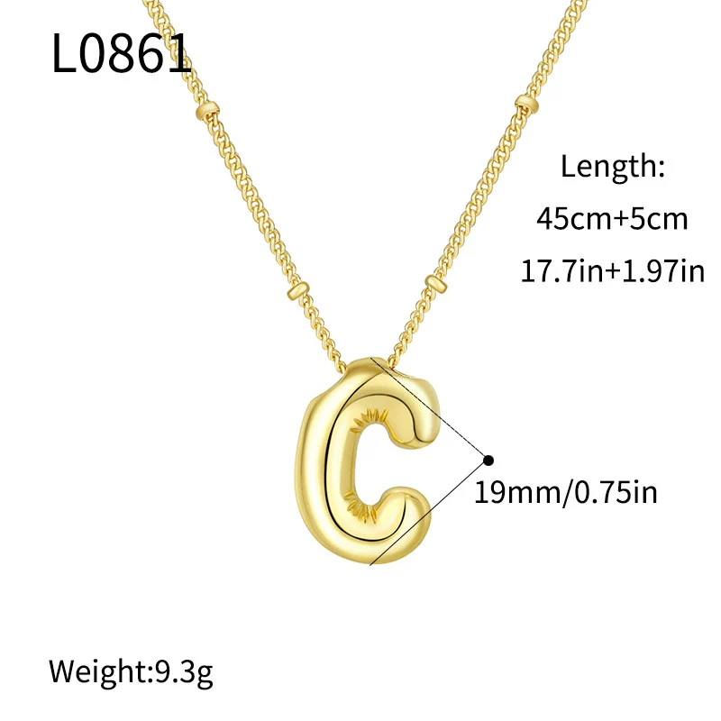 Wholesale Jewelry Copper Plated Real Gold Letter Bubble Necklace For Women - Image 8