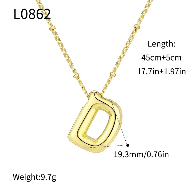 Wholesale Jewelry Copper Plated Real Gold Letter Bubble Necklace For Women - Image 9
