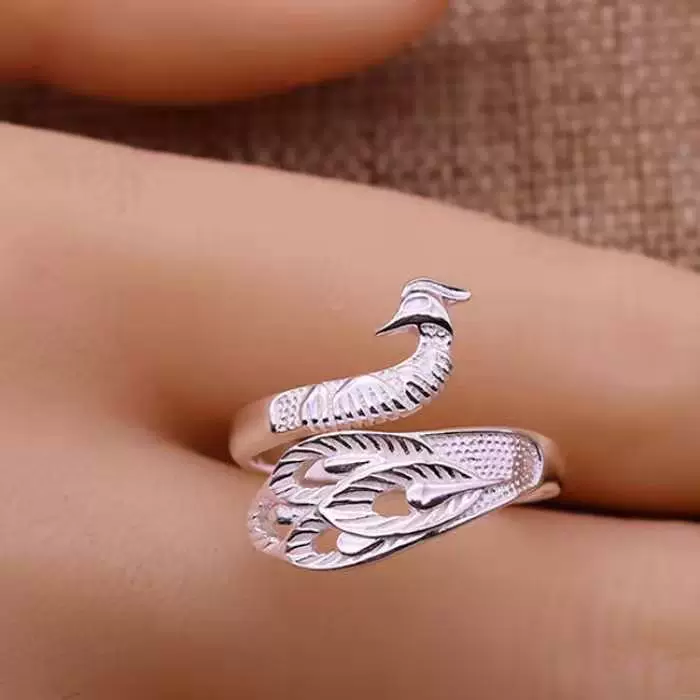Wholesale Jewelry Copper Ring Fashion Classic With Blue Peacock Animals Zodiac Pattern And Electroplating Treatment - Image 4