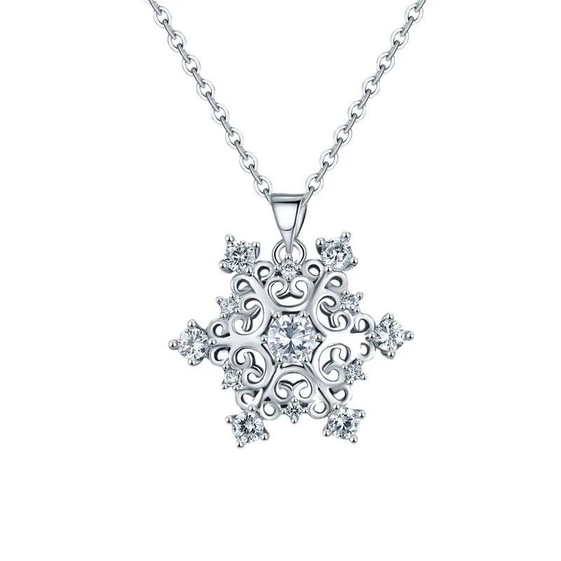 Wholesale Jewelry Copper Snowflake Pendant Necklace With Diamond And Geometric Design For Women - Image 5