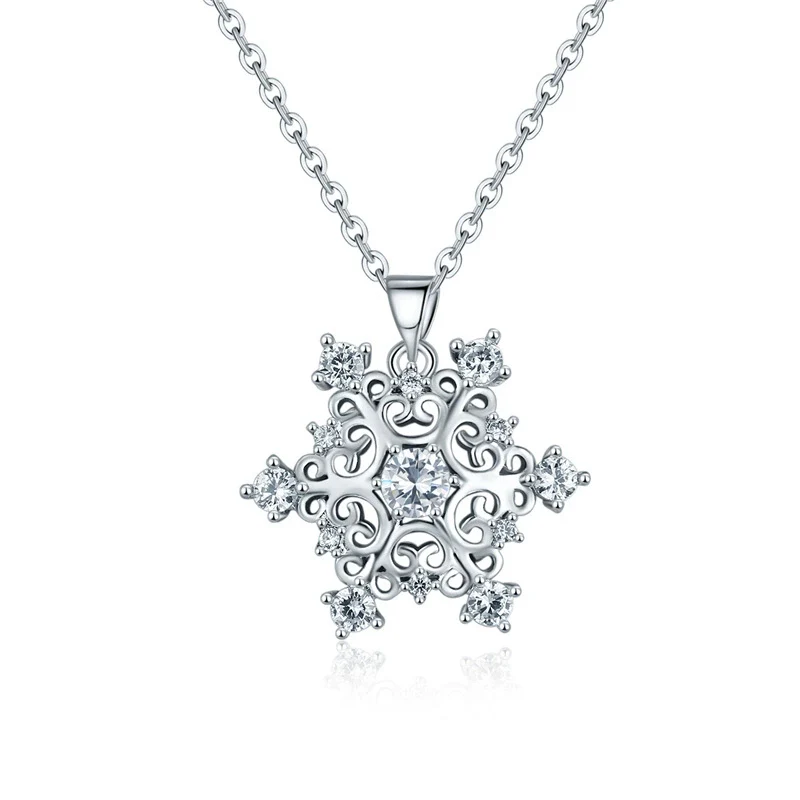 Wholesale Jewelry Copper Snowflake Pendant Necklace With Diamond And Geometric Design For Women - Image 6