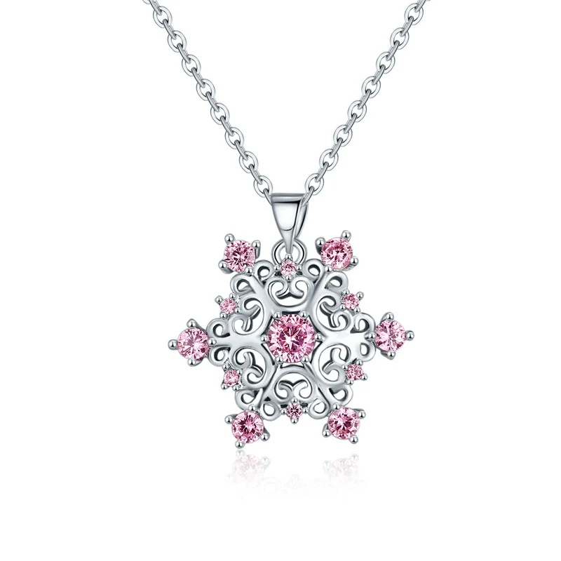 Wholesale Jewelry Copper Snowflake Pendant Necklace With Diamond And Geometric Design For Women - Image 7