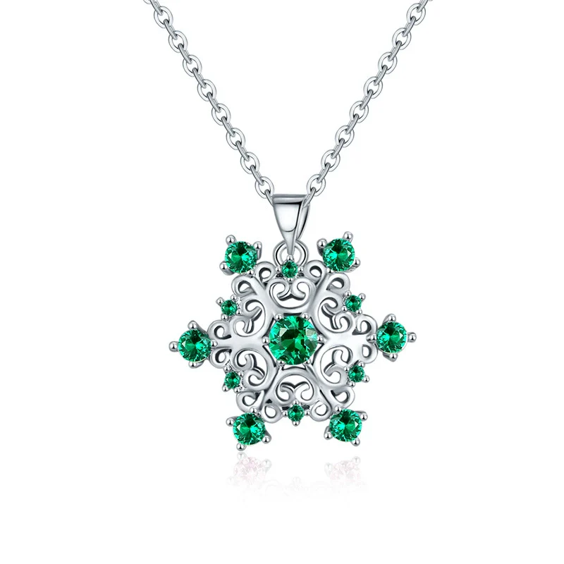 Wholesale Jewelry Copper Snowflake Pendant Necklace With Diamond And Geometric Design For Women - Image 8