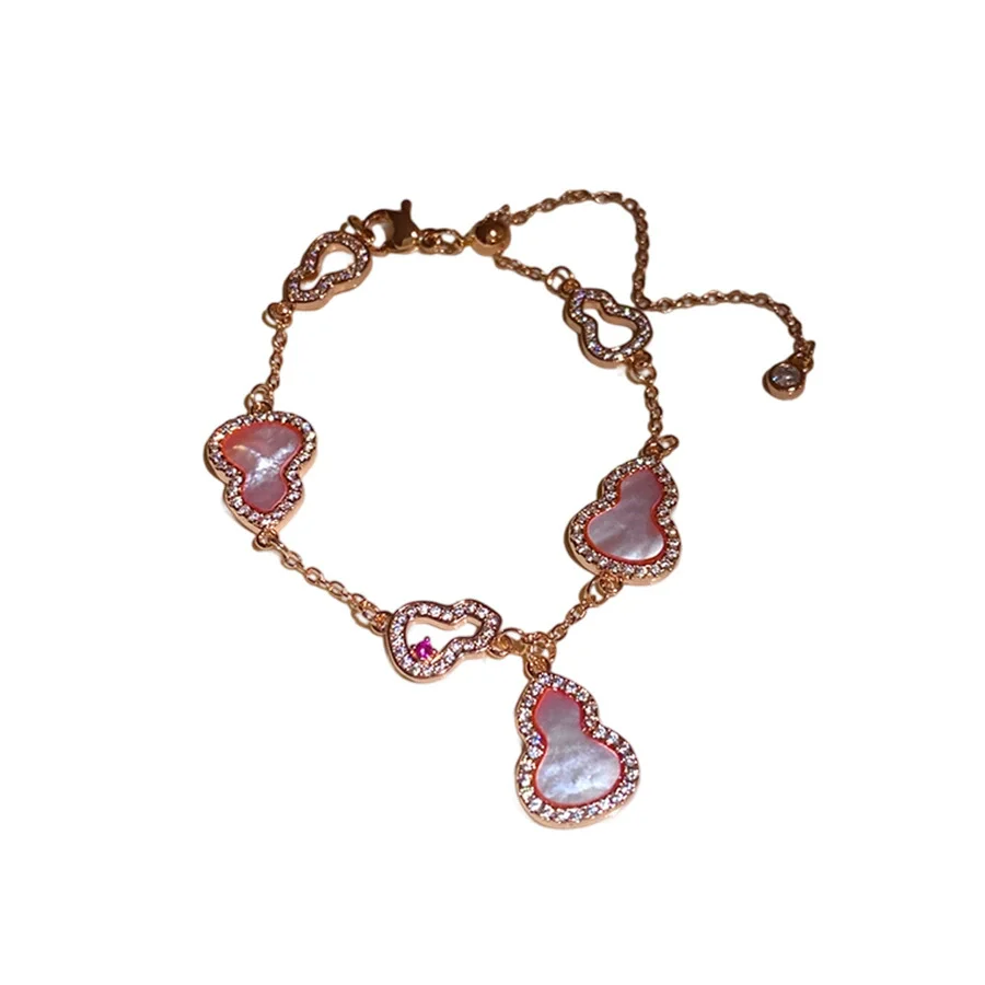 Wholesale Jewelry Copper Zircon Set Plants Flowers Shell Gourd Pendant Set For Women - Image 5