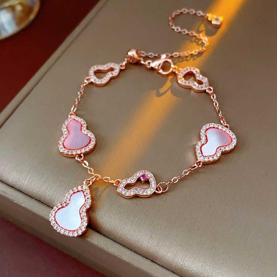 Wholesale Jewelry Copper Zircon Set Plants Flowers Shell Gourd Pendant Set For Women - Image 6
