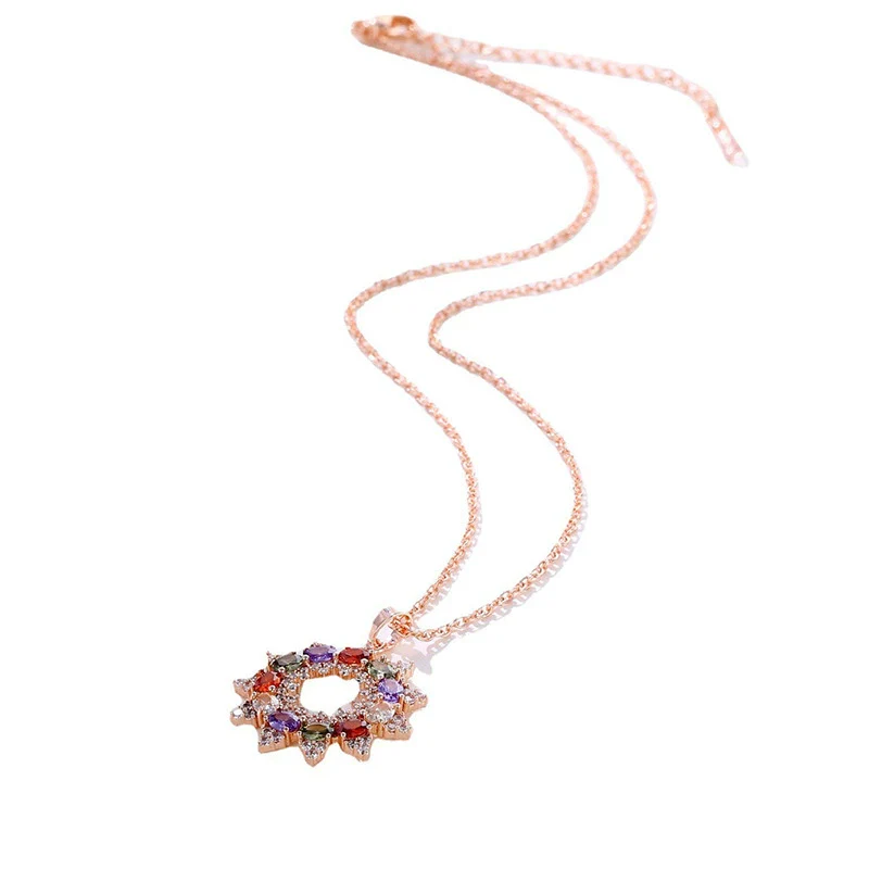 Wholesale Jewelry Copper Zircon Women's Natural Flower Pendant Ochain Necklace - Image 4