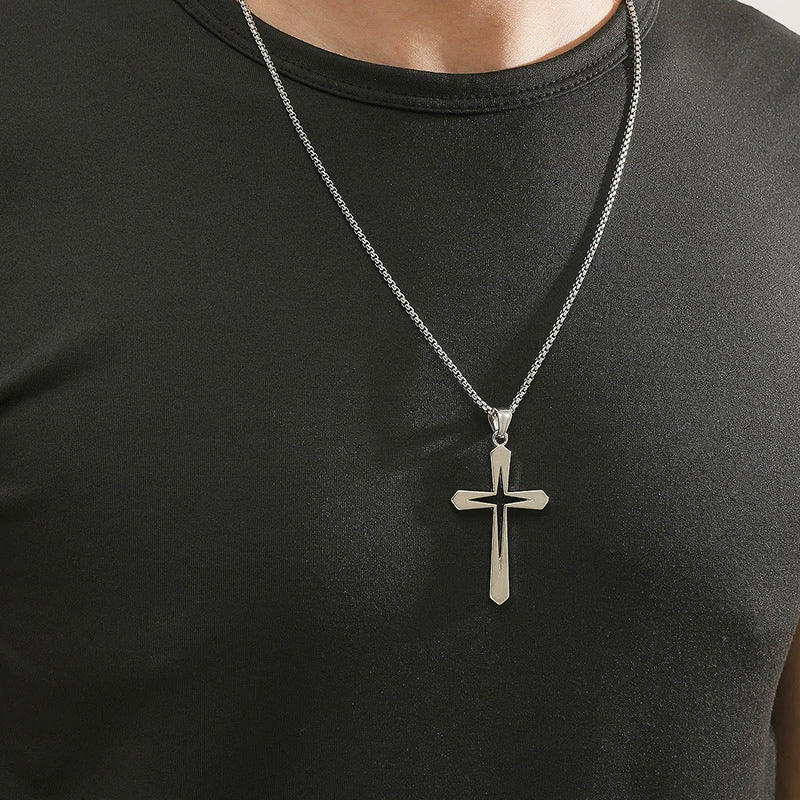 Wholesale Jewelry Cross Alloy Pendant Electroplated Geometric Unisex Clavicle Chain Necklace - Image 2