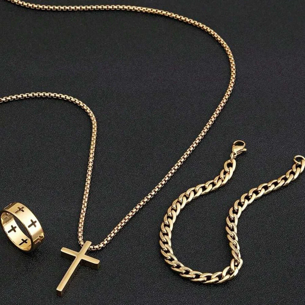 Wholesale Jewelry Cross Crown Roman Numeral Titanium Steel Vacuum Plated - Image 3