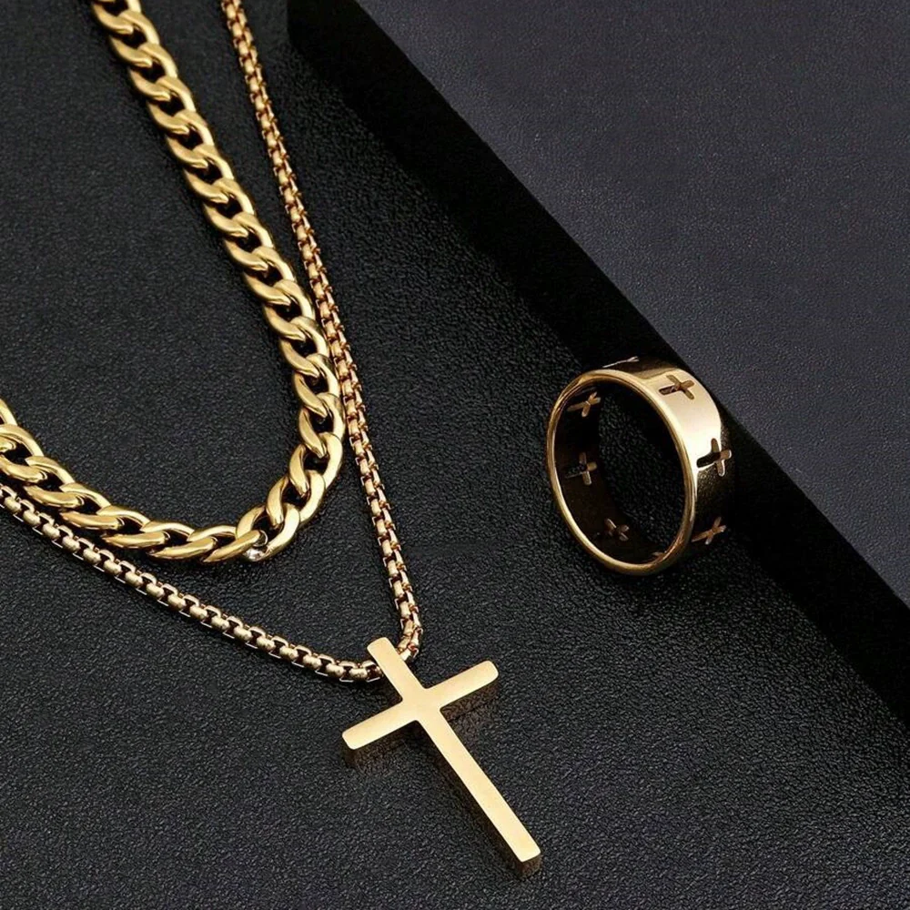 Wholesale Jewelry Cross Crown Roman Numeral Titanium Steel Vacuum Plated - Image 4