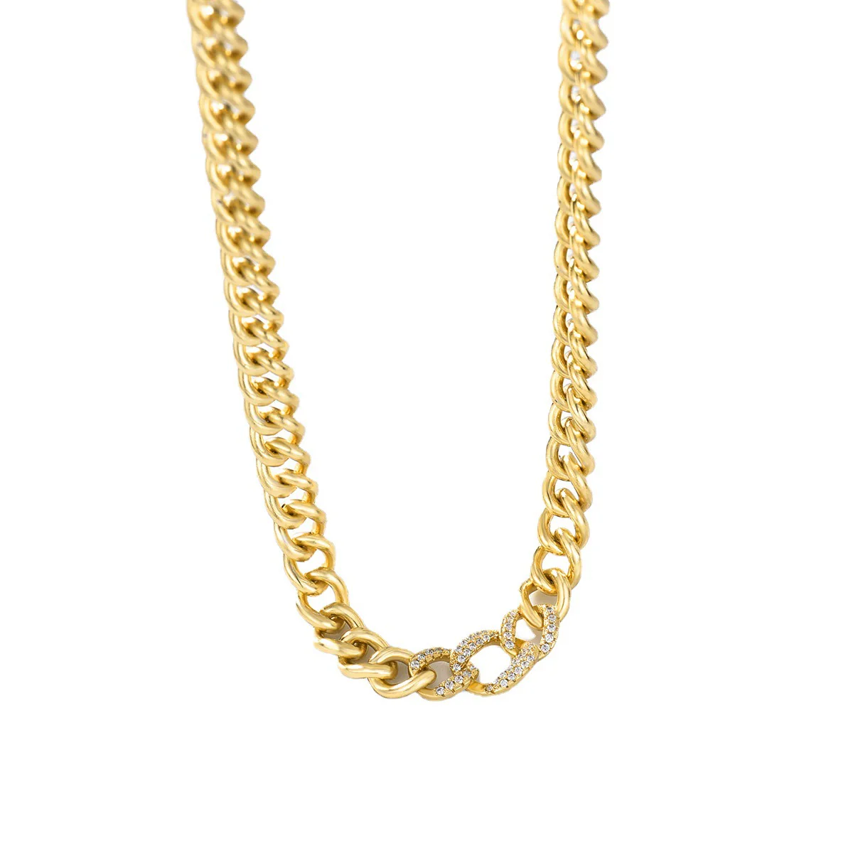 Wholesale Jewelry Cuban Chain Copper 18K Gold Plated Geometric Style Necklace - Image 5