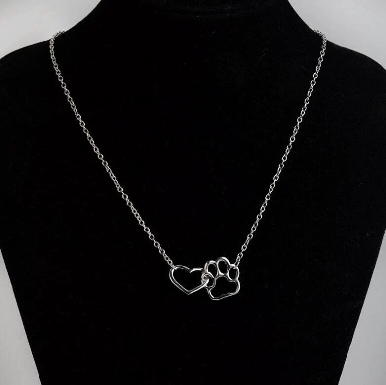 Wholesale Jewelry Cute Cat Paw Print Peach Heart Stainless Steel Necklace With Electroplating Treatment - Image 3