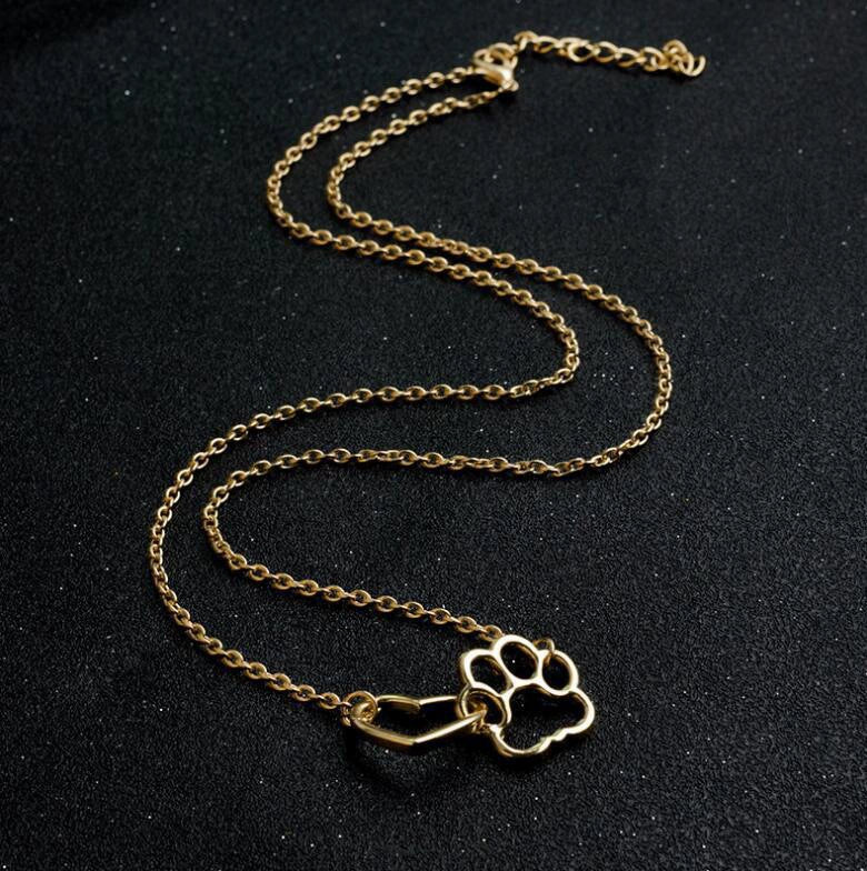 Wholesale Jewelry Cute Cat Paw Print Peach Heart Stainless Steel Necklace With Electroplating Treatment - Image 4