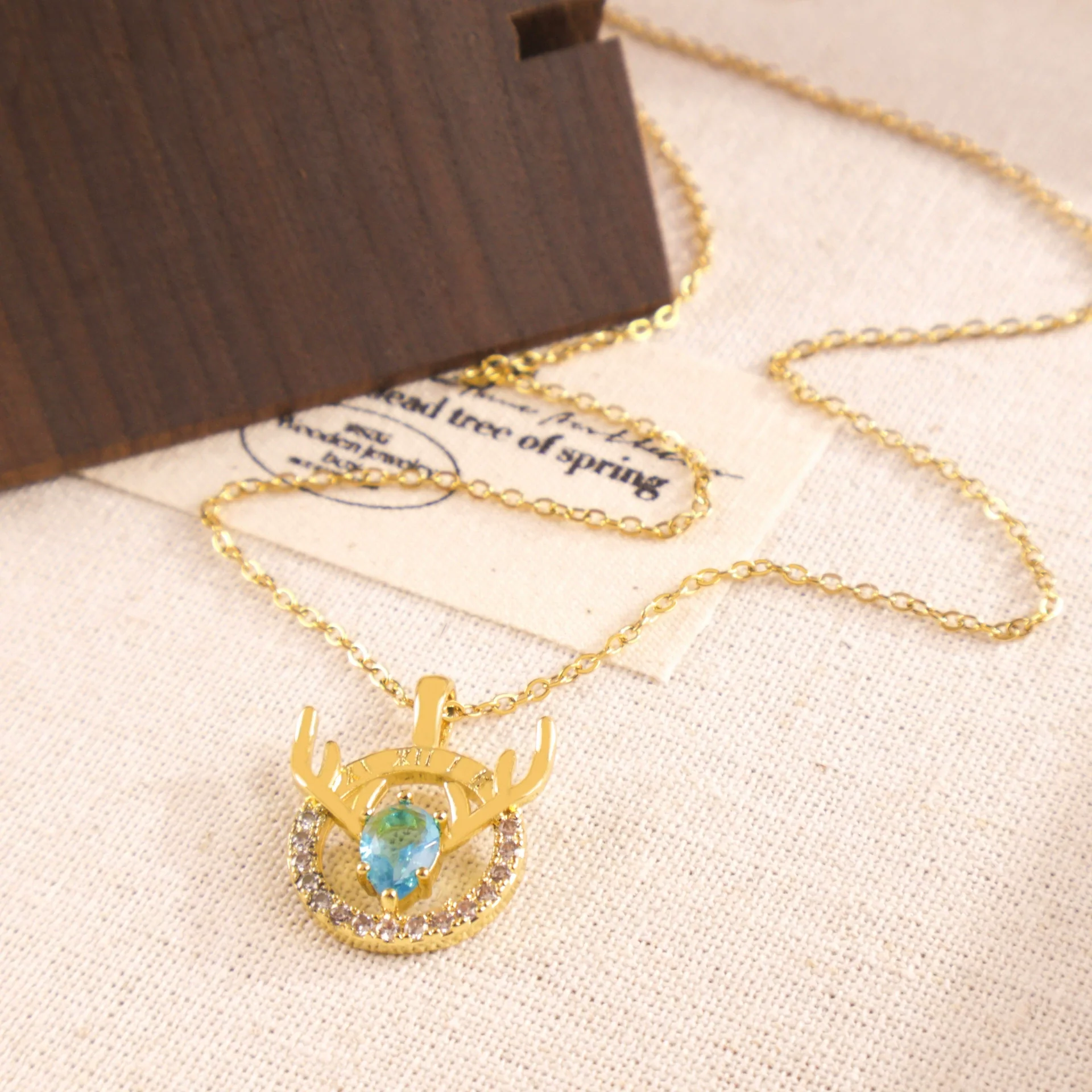 Wholesale Jewelry Deer Antler Titanium Steel And Copper Real Gold Plated Necklace Sweet Animal Style Fashion Accessories - Image 10