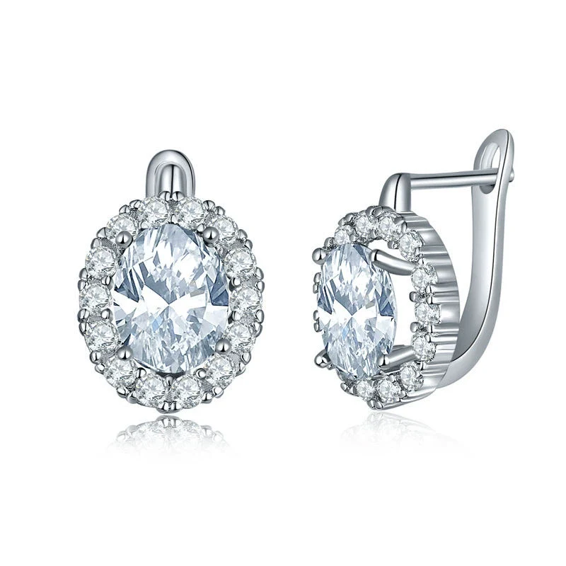 Wholesale Jewelry Earrings Environmental Protection Copper Heart Shaped Inlaid Zircon