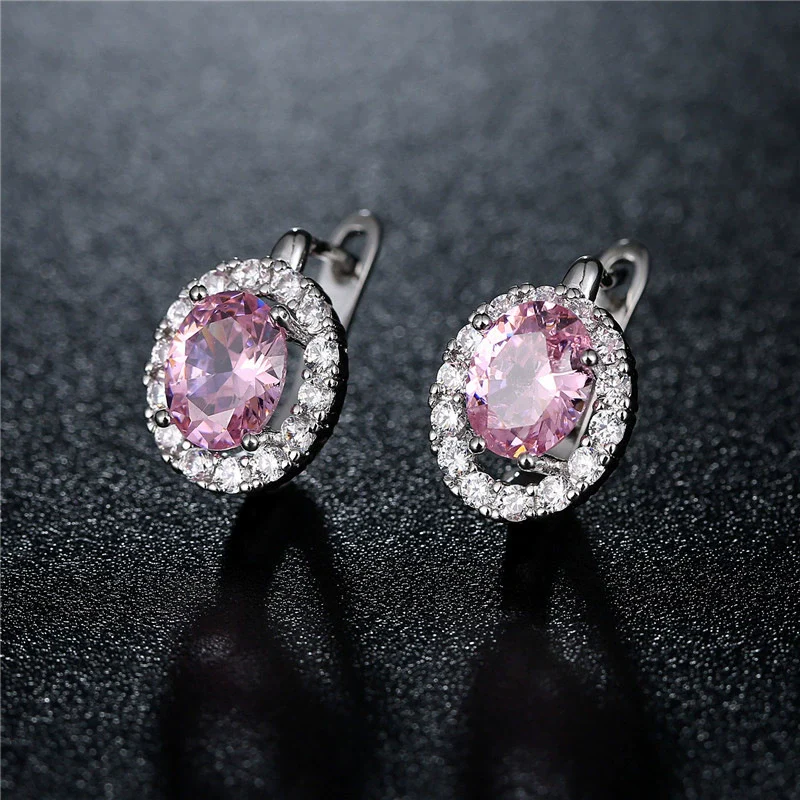 Wholesale Jewelry Earrings Environmental Protection Copper Heart Shaped Inlaid Zircon - Image 2