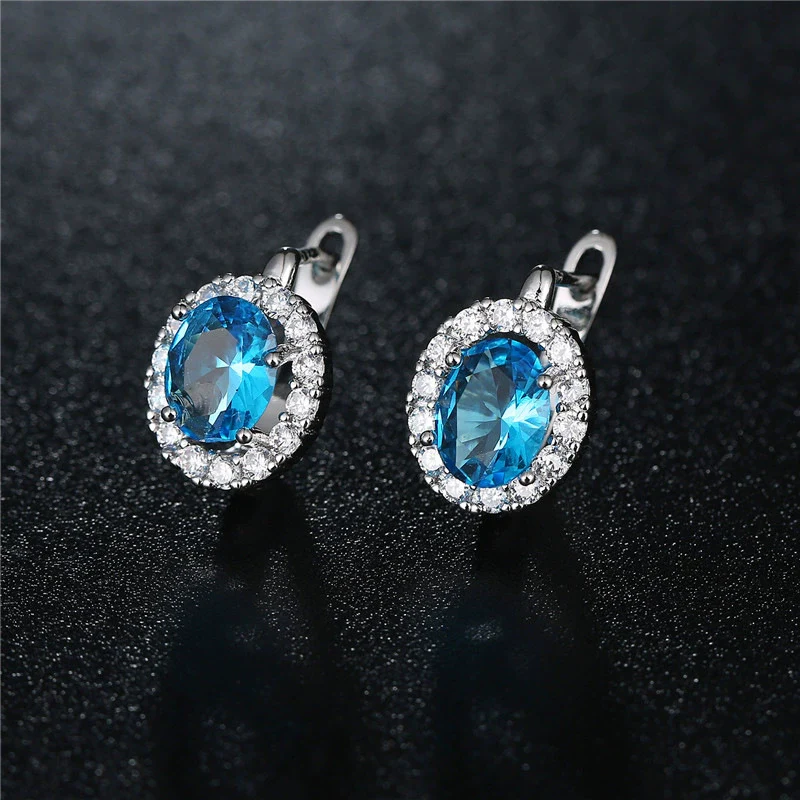 Wholesale Jewelry Earrings Environmental Protection Copper Heart Shaped Inlaid Zircon - Image 3