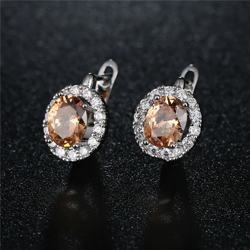 Wholesale Jewelry Earrings Environmental Protection Copper Heart Shaped Inlaid Zircon - Image 4