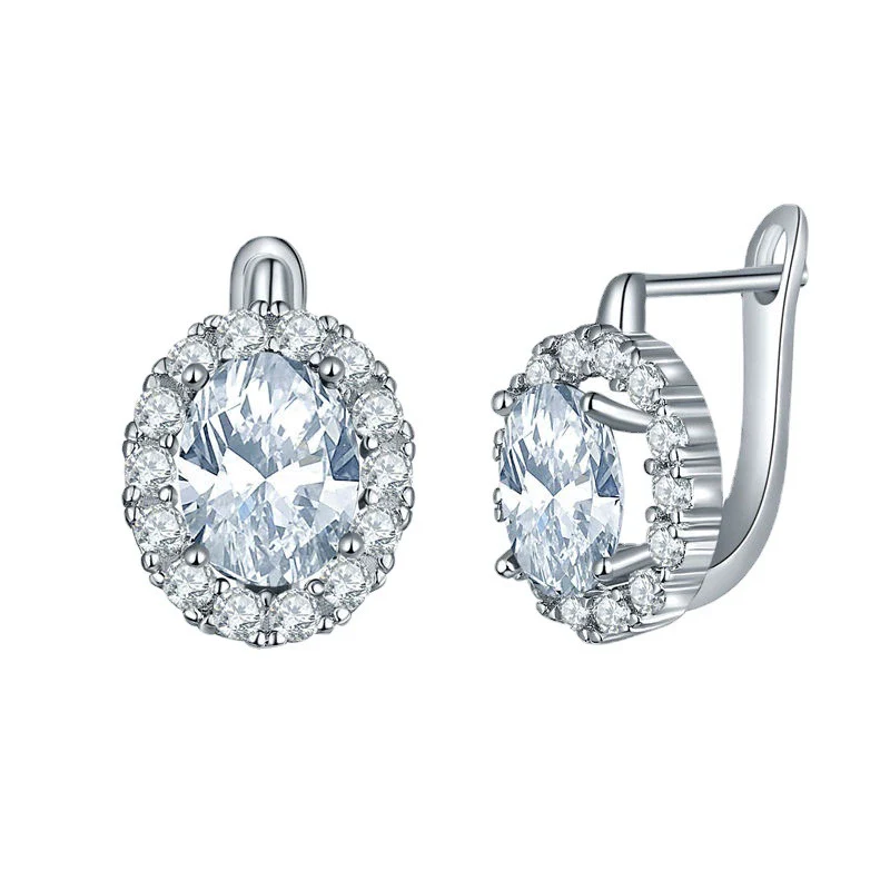Wholesale Jewelry Earrings Environmental Protection Copper Heart Shaped Inlaid Zircon - Image 5