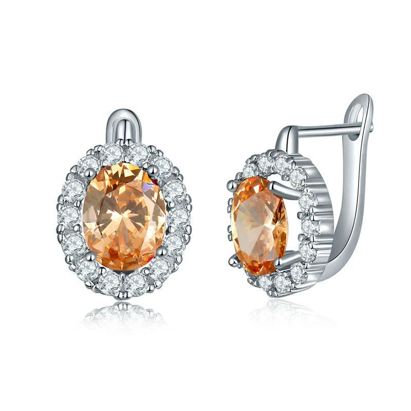 Wholesale Jewelry Earrings Environmental Protection Copper Heart Shaped Inlaid Zircon - Image 9