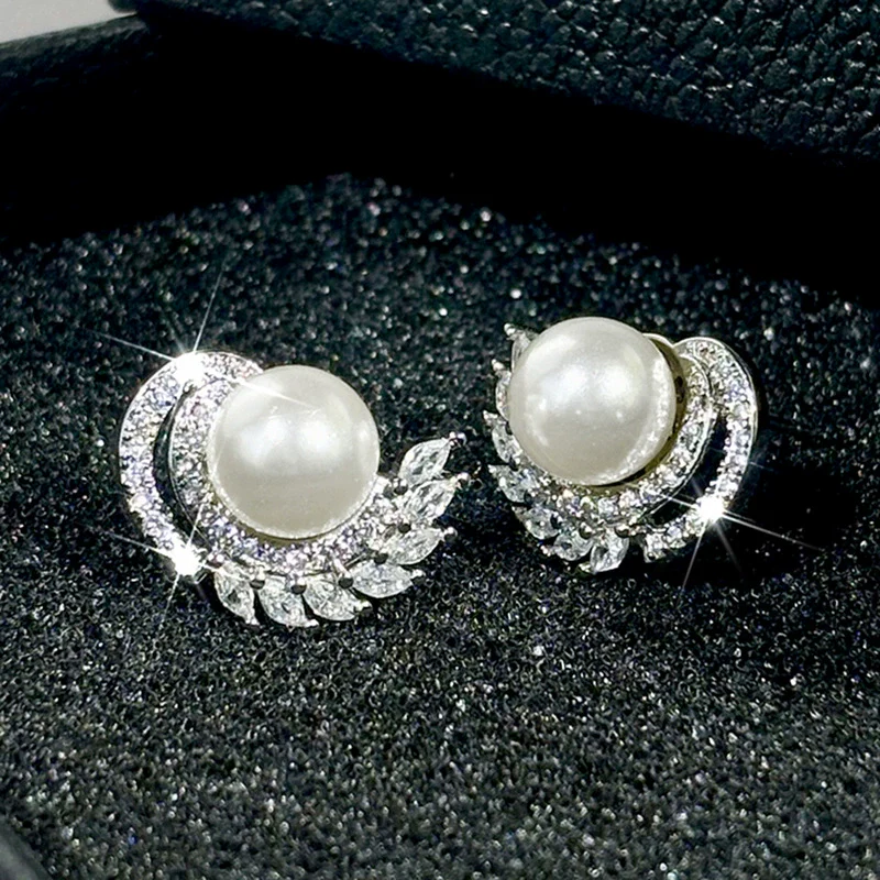 Wholesale Jewelry Elegant Geometric Copper Imitation Pearl Earrings For Women - Image 3