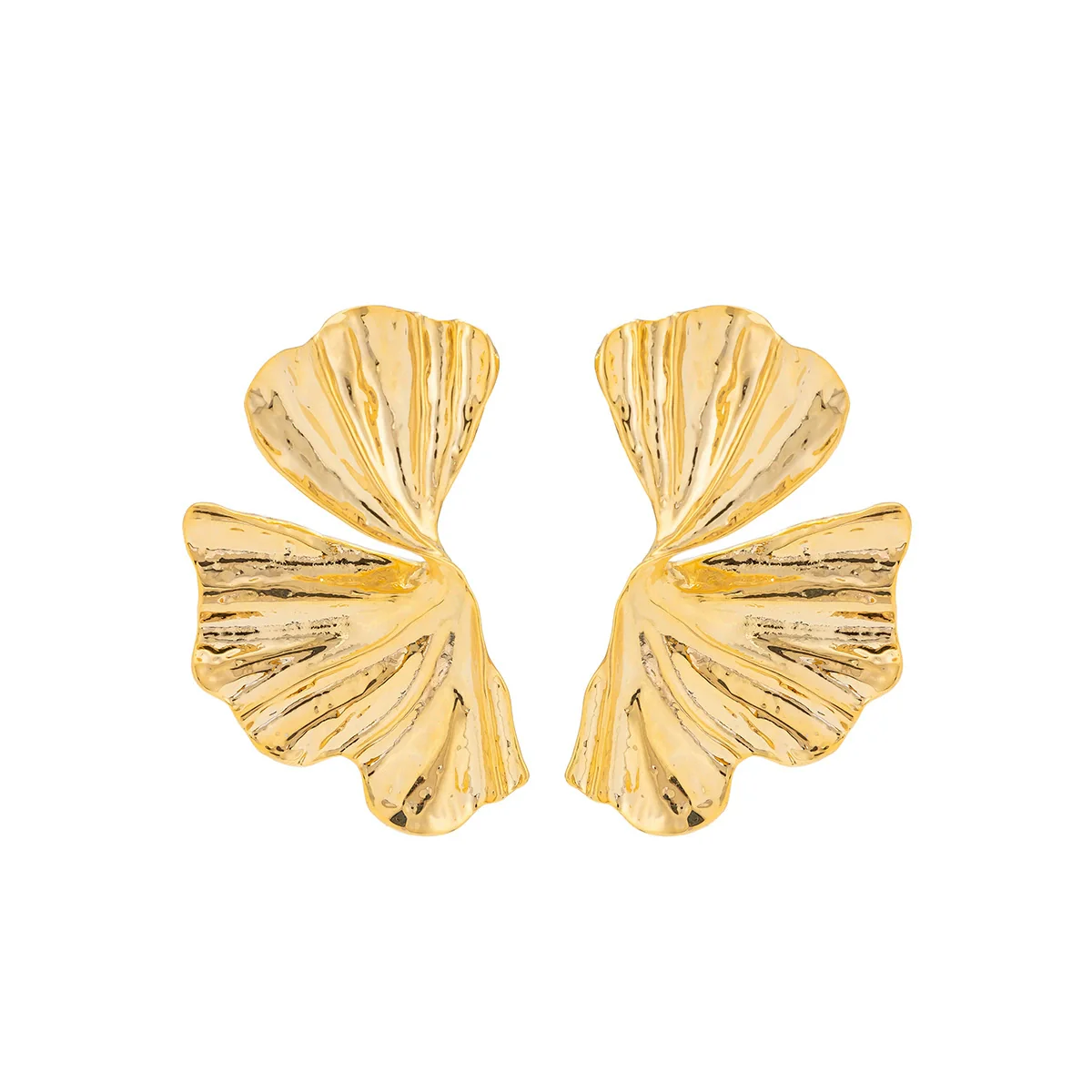 Wholesale Jewelry Exaggerated Alloy Ginkgo Leaf And Flower Pattern Earrings For Women Electroplated - Image 5