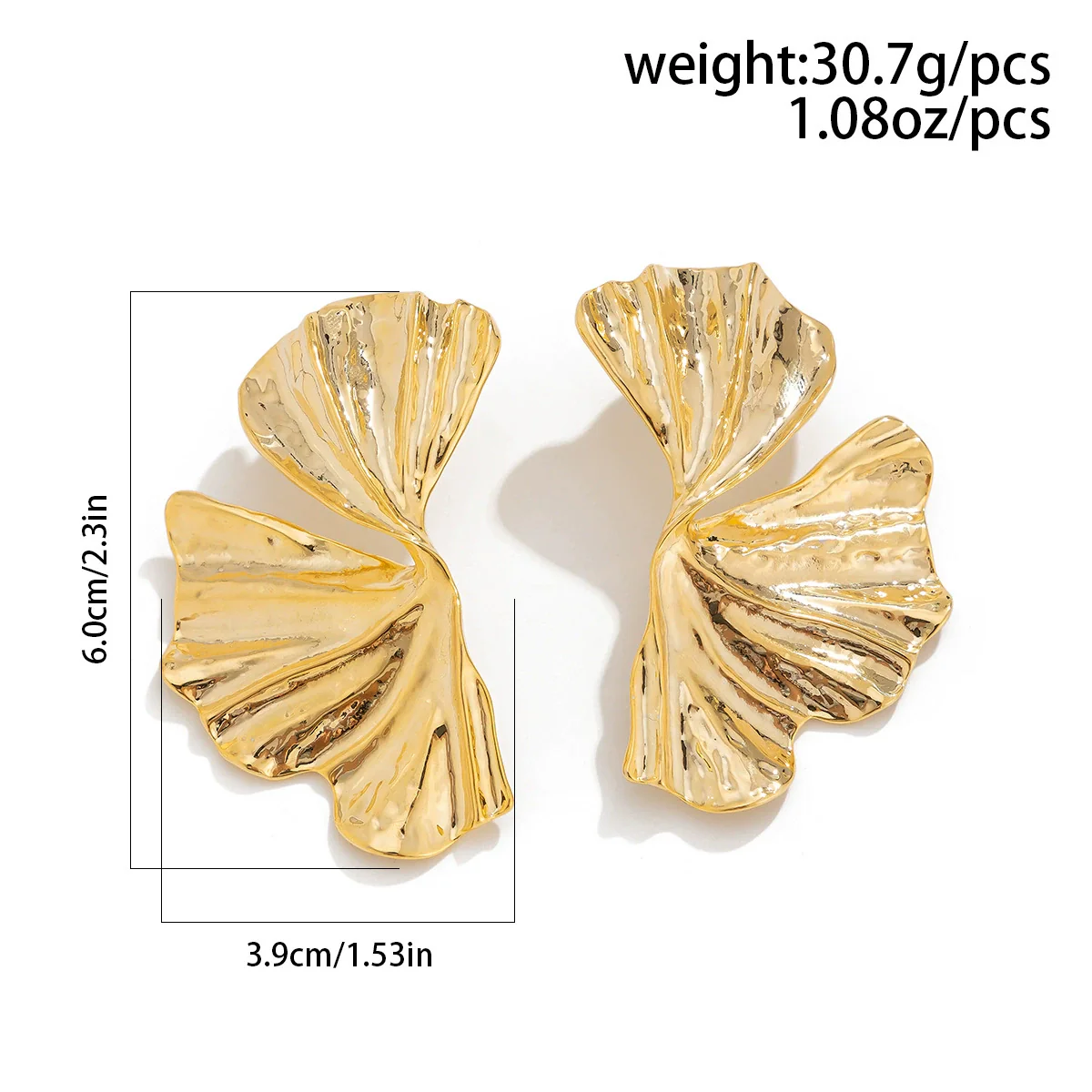 Wholesale Jewelry Exaggerated Alloy Ginkgo Leaf And Flower Pattern Earrings For Women Electroplated - Image 6