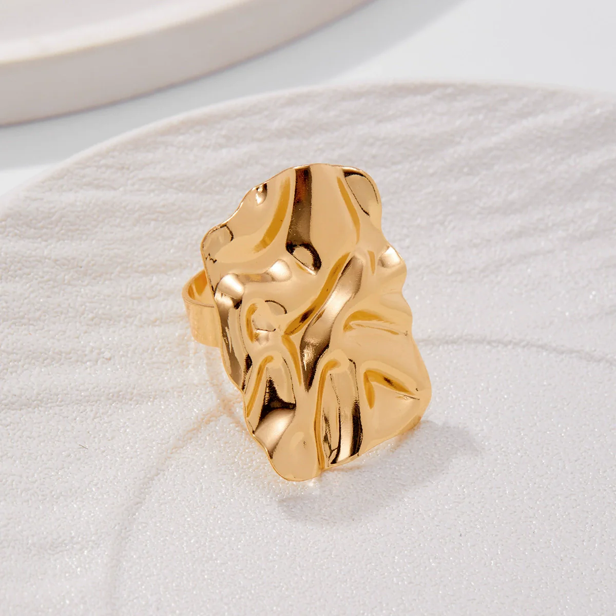 Wholesale Jewelry Exaggerated Geometric Square Fold Opening Ring Zinc Alloy Electroplated For Women - Image 4