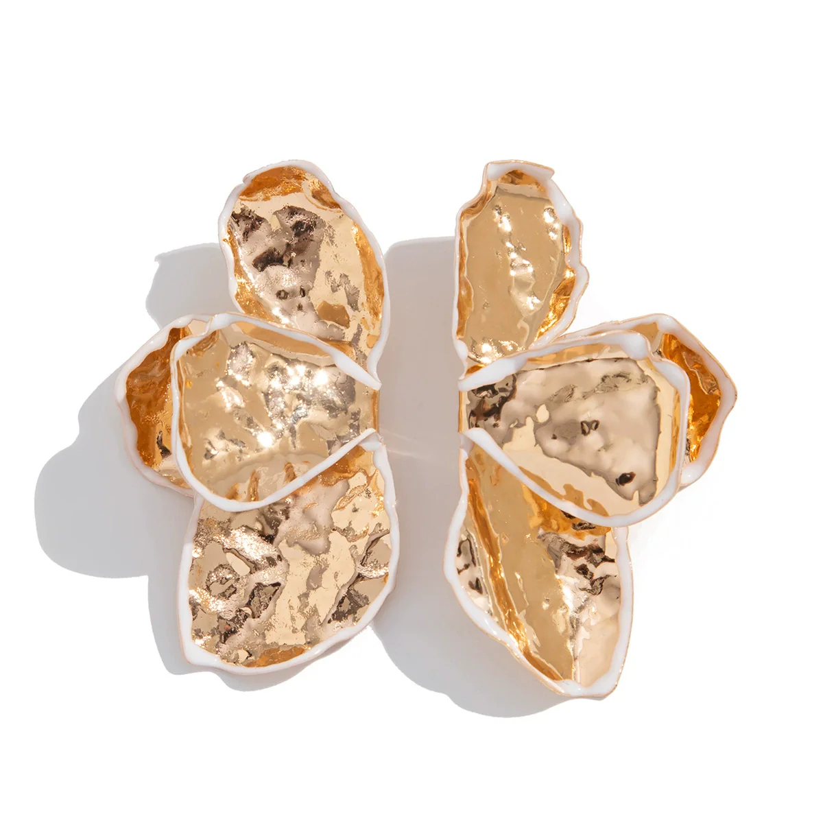 Wholesale Jewelry Exaggerated Style Iron Dripping Oil Flower Leaf Earrings Electroplated - Image 5