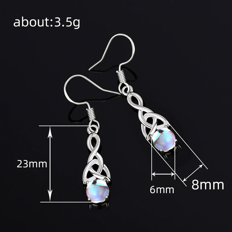 Wholesale Jewelry Fashion Copper Mixed Gem Inlay Zircon Dropshaped Ochain Ear Hook Necklace And Earrings Set - Image 4