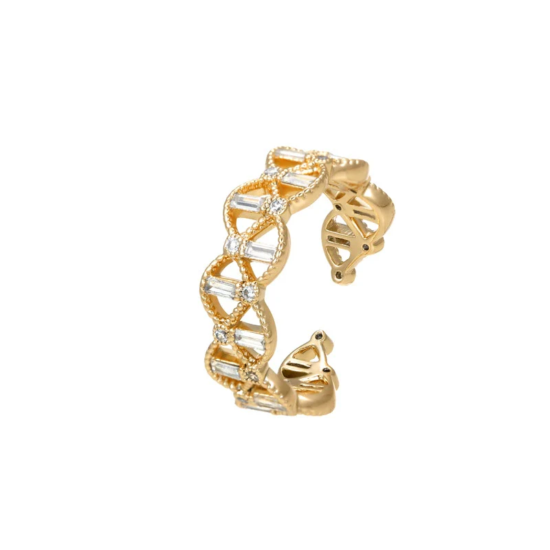 Wholesale Jewelry Fashion Elegant Hollow Adjustable U Shaped Copper Alloy Women's Ring - Image 7