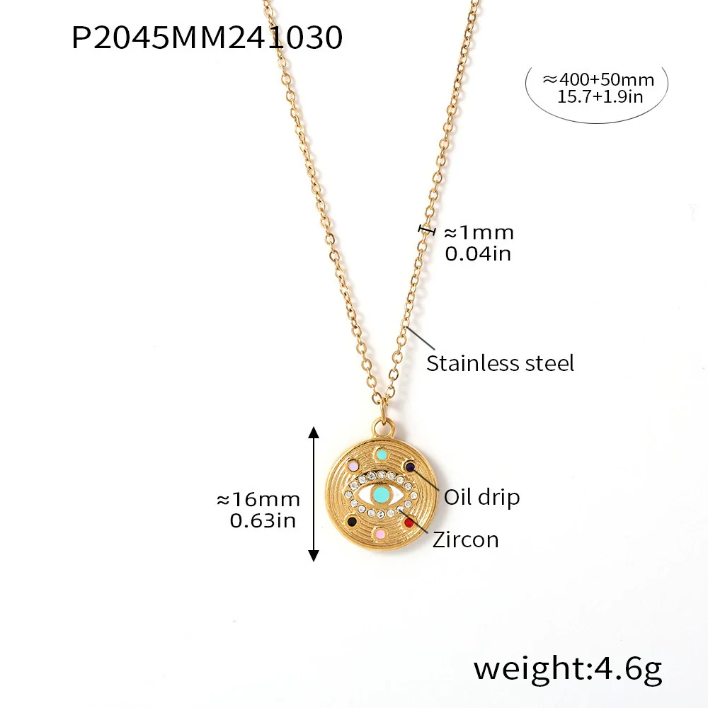 Wholesale Jewelry Ferris Wheel Devil's Eye Zircon Titanium Steel 18K Gold Plated Necklace Ring For Women - Image 10
