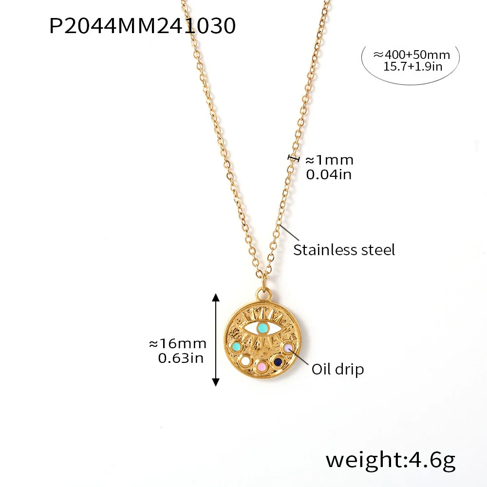 Wholesale Jewelry Ferris Wheel Devil's Eye Zircon Titanium Steel 18K Gold Plated Necklace Ring For Women - Image 8