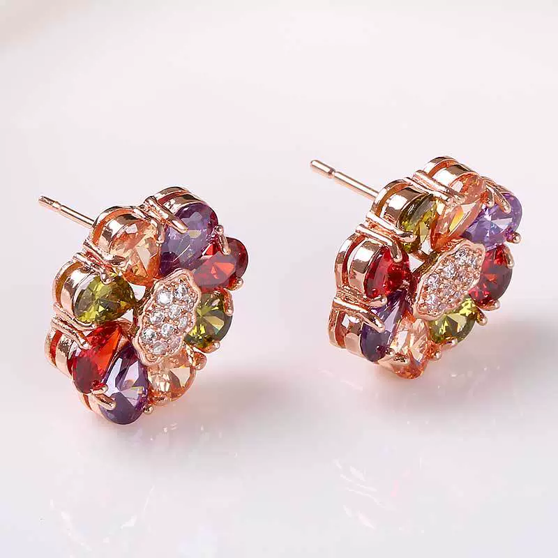 Wholesale Jewelry Flowers Pattern Environmental Protection Copper Gold Plated Earrings For Women - Image 3