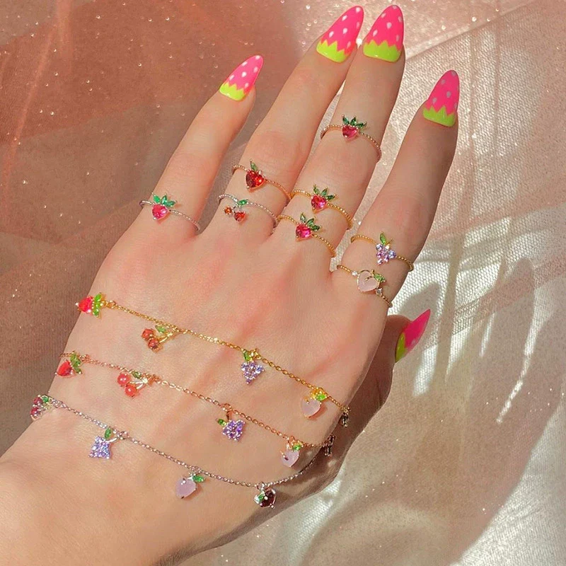 Wholesale Jewelry Fruit Style Copper Zircon Women's Tropical Fruit Bracelet