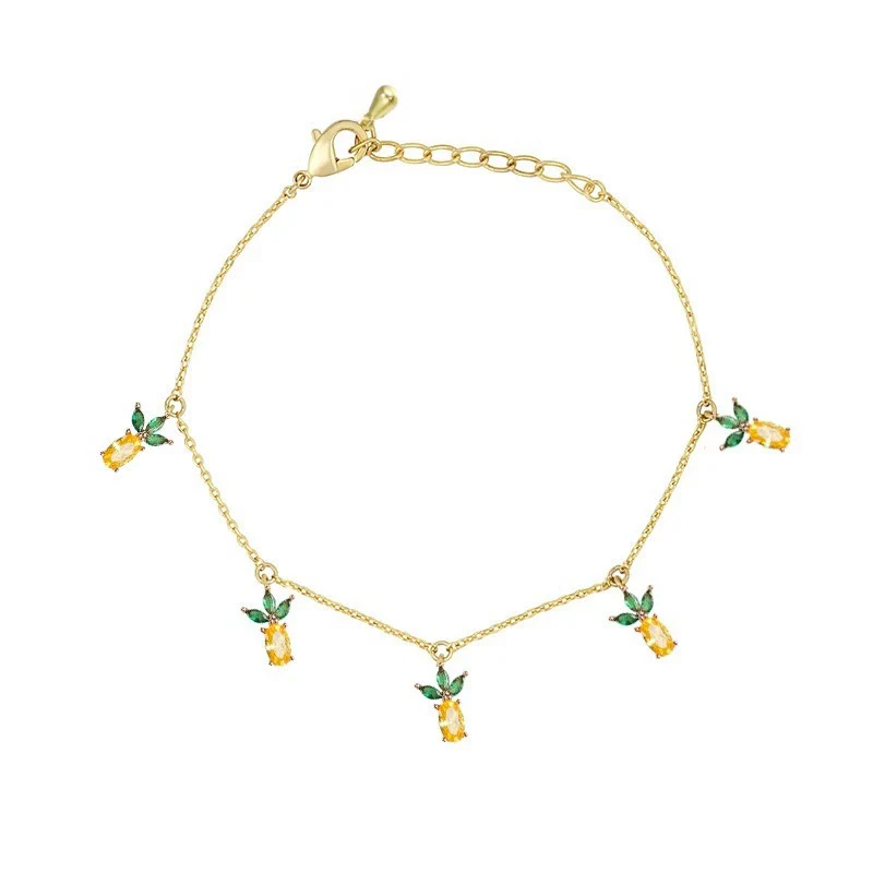 Wholesale Jewelry Fruit Style Copper Zircon Women's Tropical Fruit Bracelet - Image 10