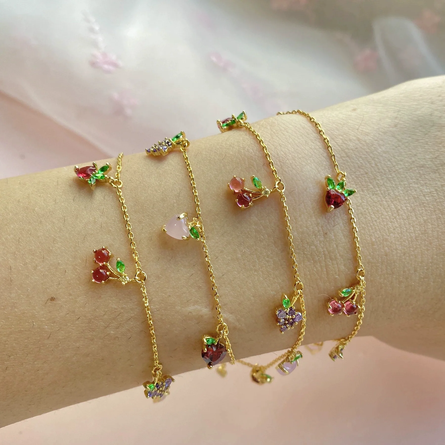 Wholesale Jewelry Fruit Style Copper Zircon Women's Tropical Fruit Bracelet - Image 3