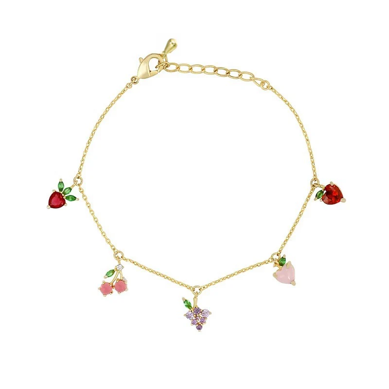 Wholesale Jewelry Fruit Style Copper Zircon Women's Tropical Fruit Bracelet - Image 5