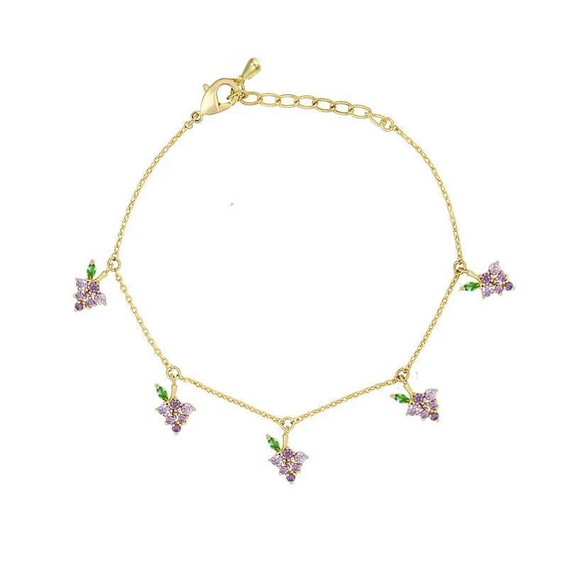 Wholesale Jewelry Fruit Style Copper Zircon Women's Tropical Fruit Bracelet - Image 6