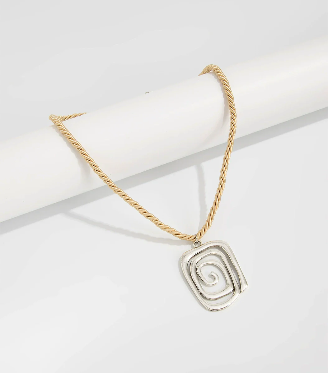 Wholesale Jewelry Geometric Alloy Beaded Stacked Mittens Spiral Pendant Rope Necklace With Electroplating For Women - Image 8