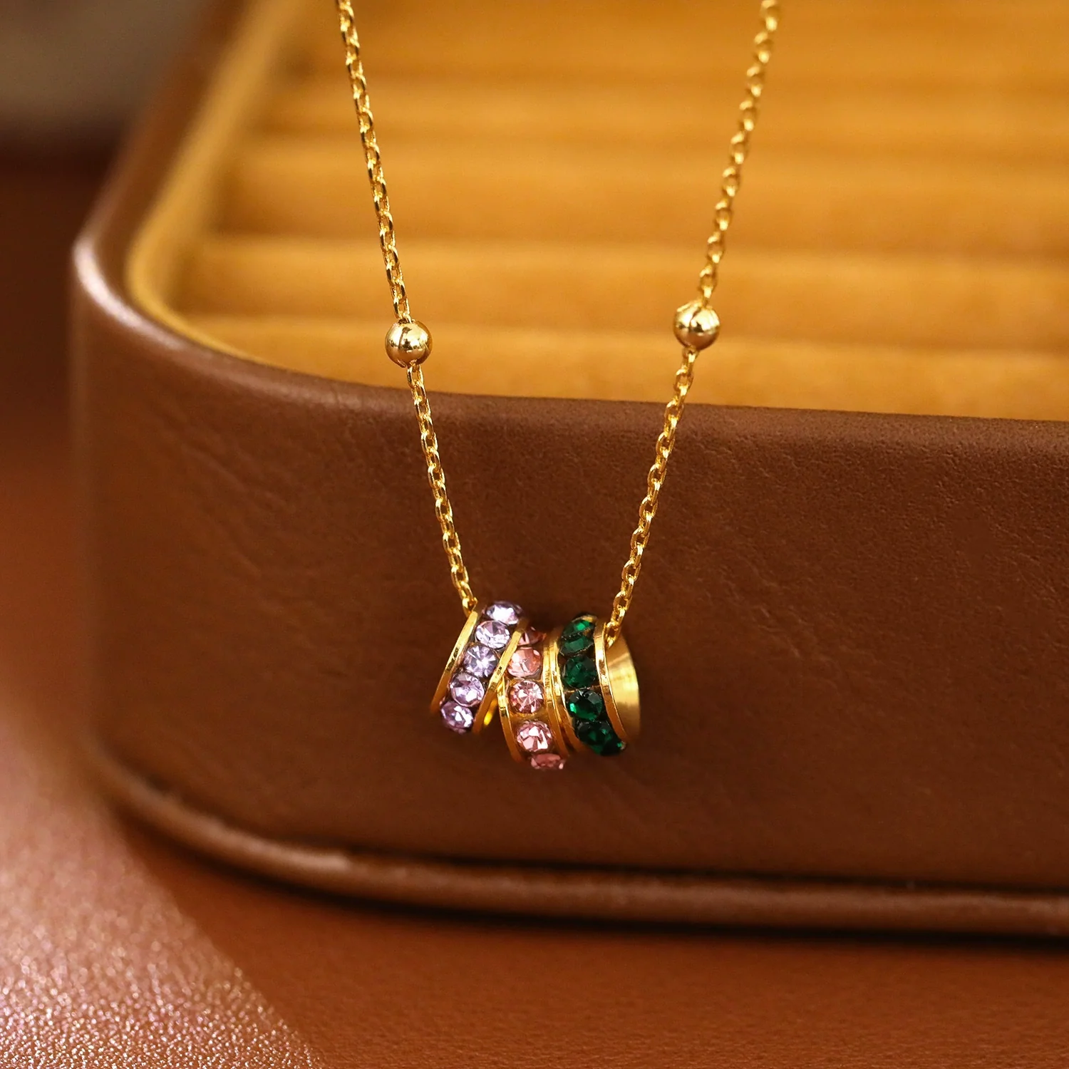 Wholesale Jewelry Geometric Copper Alloy Zircon Pendant Necklace With Electroplating For Women - Image 4