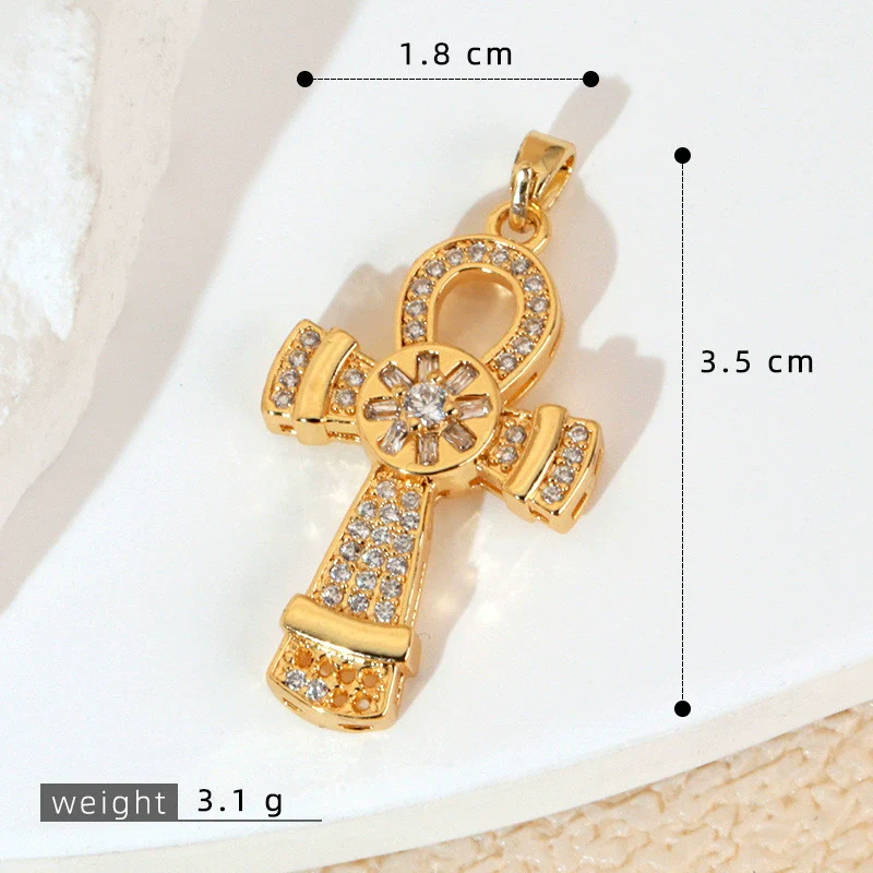 Wholesale Jewelry Geometric Copper Cross Pendant Necklace Hiphop Style Electroplated For Men And Women - Image 13