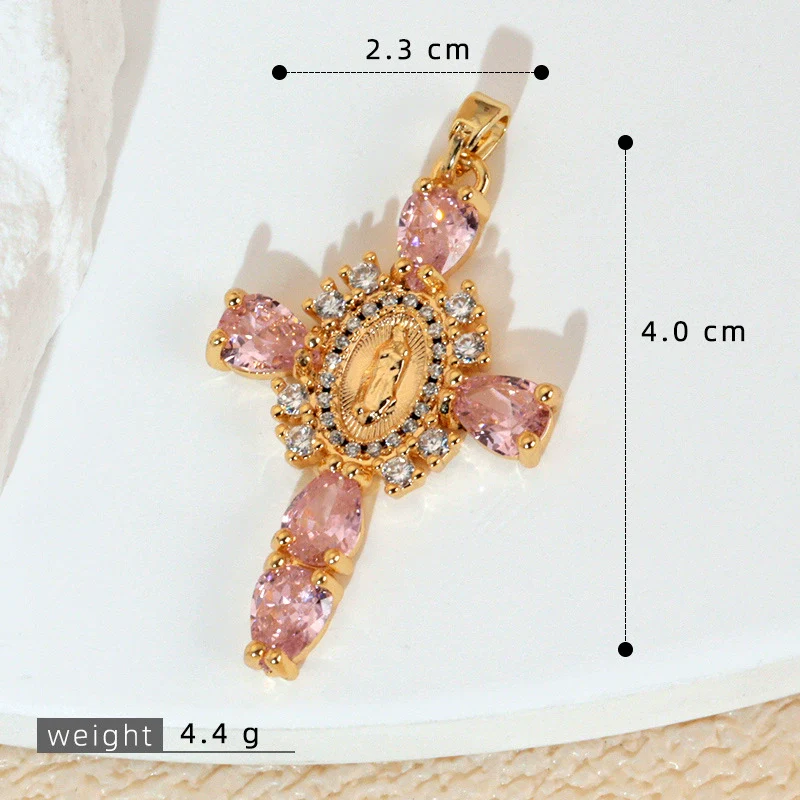 Wholesale Jewelry Geometric Copper Cross Pendant Necklace Hiphop Style Electroplated For Men And Women - Image 35