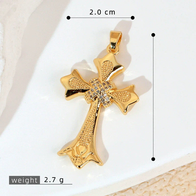 Wholesale Jewelry Geometric Copper Cross Pendant Necklace Hiphop Style Electroplated For Men And Women - Image 7