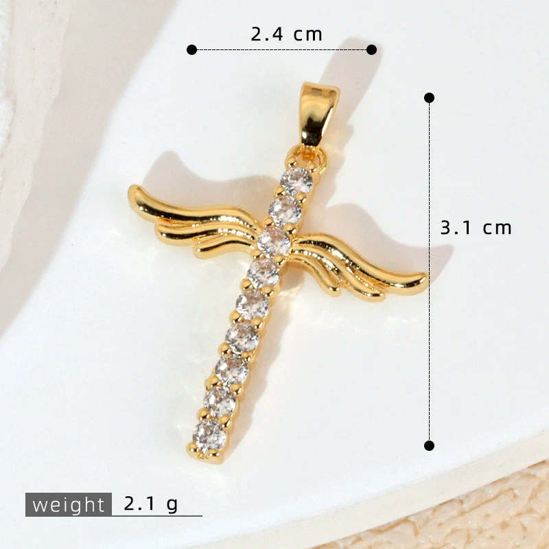 Wholesale Jewelry Geometric Copper Cross Pendant Necklace Hiphop Style Electroplated For Men And Women - Image 9