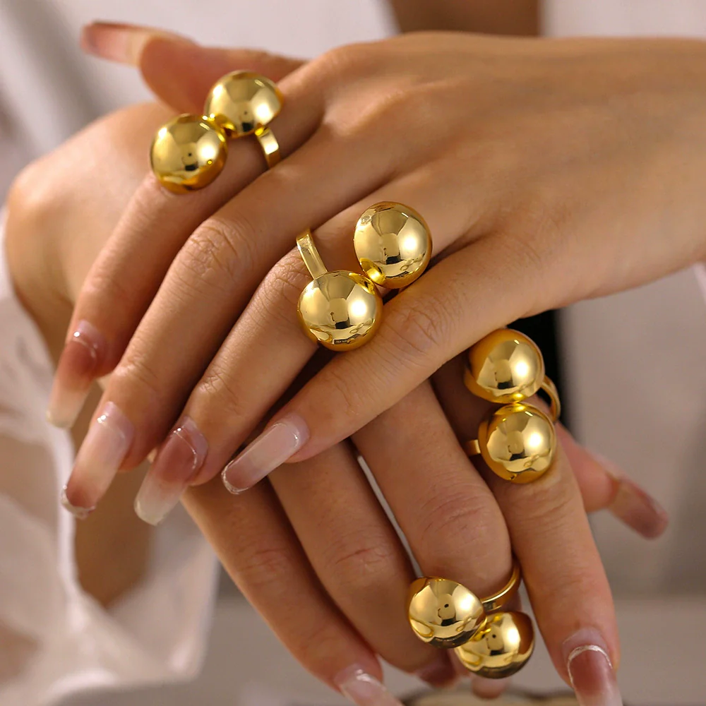 Wholesale Jewelry Geometric Copper Gold Plated Ring For Women