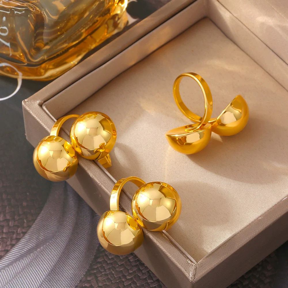 Wholesale Jewelry Geometric Copper Gold Plated Ring For Women - Image 2