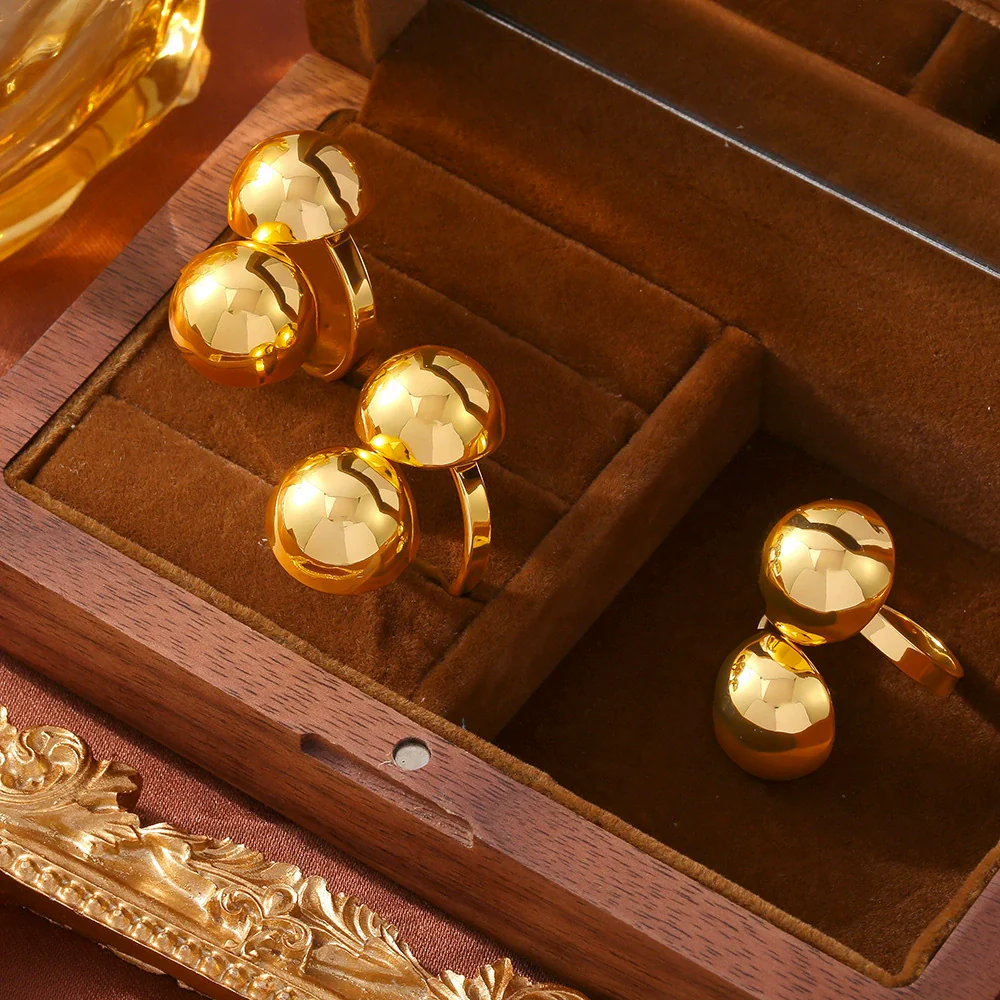Wholesale Jewelry Geometric Copper Gold Plated Ring For Women - Image 3