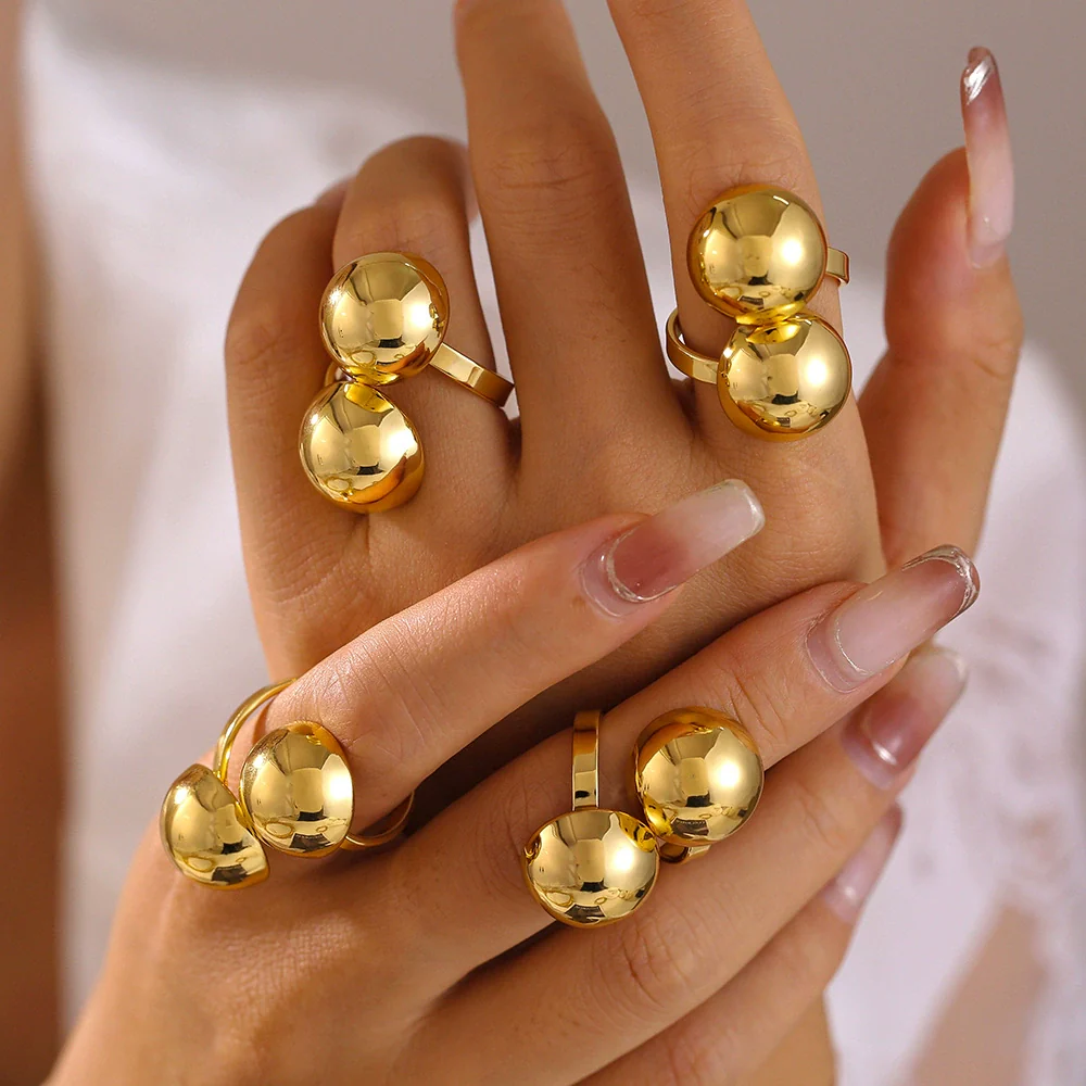 Wholesale Jewelry Geometric Copper Gold Plated Ring For Women - Image 4