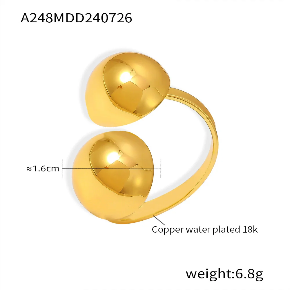 Wholesale Jewelry Geometric Copper Gold Plated Ring For Women - Image 6
