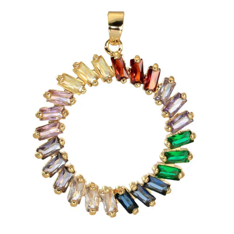 Wholesale Jewelry Geometric Copper Microinlaid Color Zirconium Electroplated Pendant For Women - Image 5